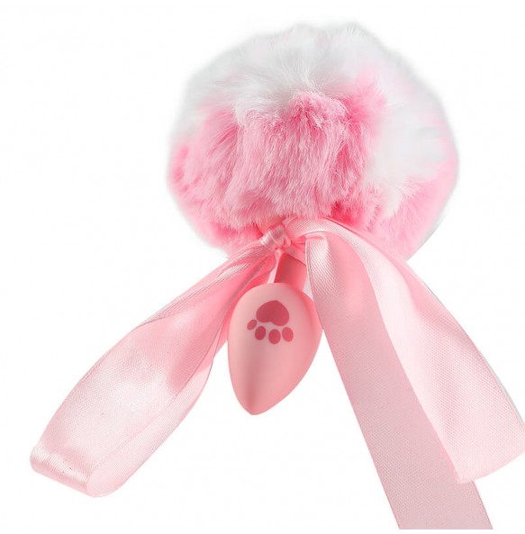 MizzZee - Silicone Bunny Tail Anal Plug (Pink - White)
